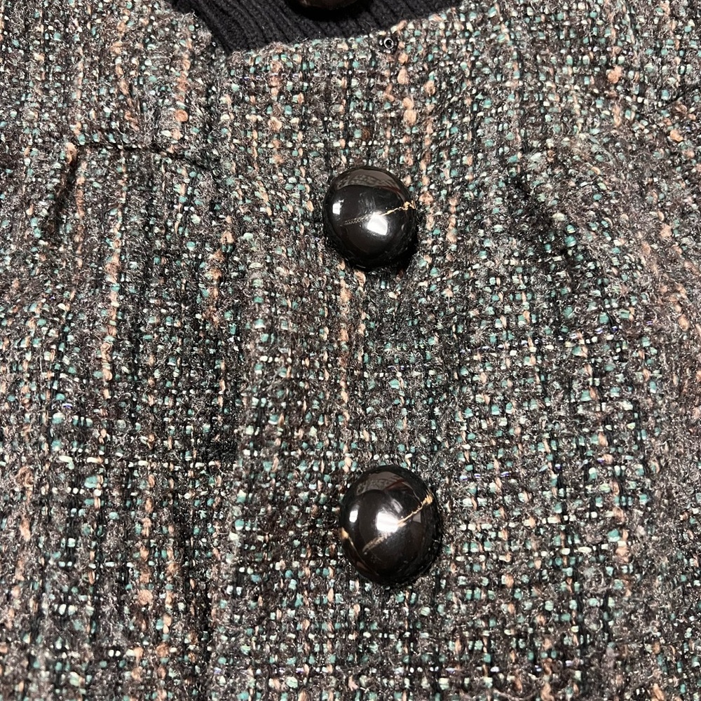 Classiques Entier Women Green Black tweed jacket Size M 3/4 length sleeves Lined - Picture 10 of 13